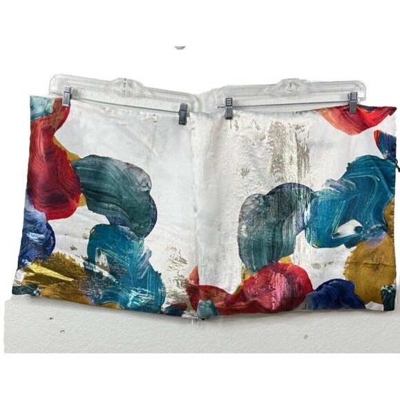 West Elm Set Of 2 Pillow Covers Shams Abstract Watercolor Silver Metallic  NWT - Picture 3 of 11